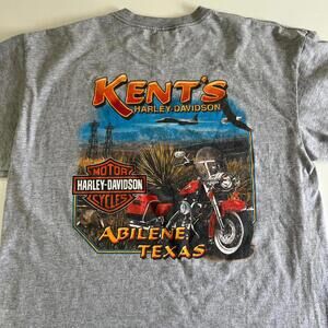 Harley-Davidson Kent's Abilene Texas Gray T-Shirt Biker Trendy Graphic Tee‎